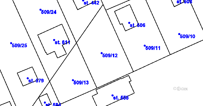 Parcela st. 509/12 v KÚ Koloděje nad Lužnicí, Katastrální mapa