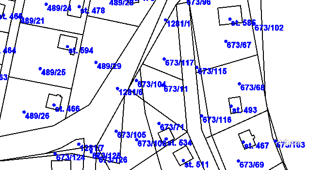 Parcela st. 673/11 v KÚ Koloděje nad Lužnicí, Katastrální mapa