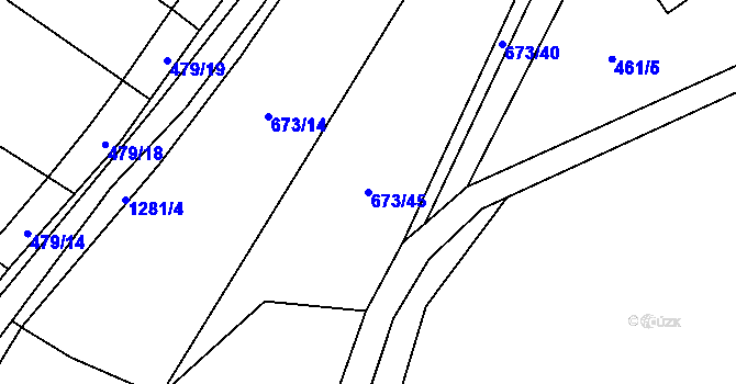 Parcela st. 673/45 v KÚ Koloděje nad Lužnicí, Katastrální mapa