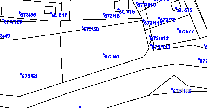 Parcela st. 673/51 v KÚ Koloděje nad Lužnicí, Katastrální mapa