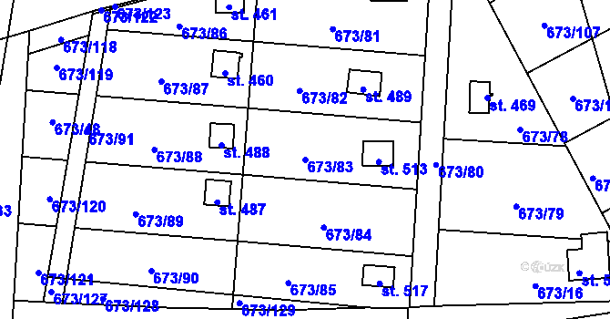Parcela st. 673/83 v KÚ Koloděje nad Lužnicí, Katastrální mapa