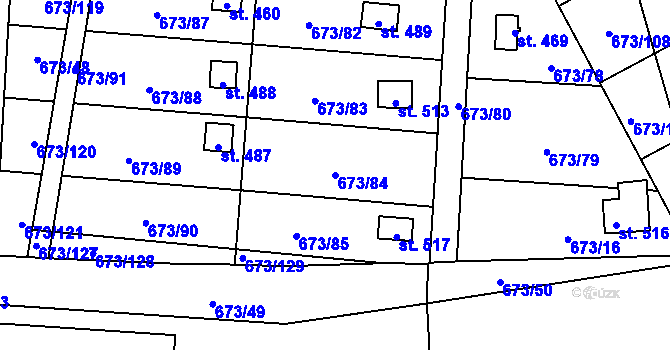 Parcela st. 673/84 v KÚ Koloděje nad Lužnicí, Katastrální mapa