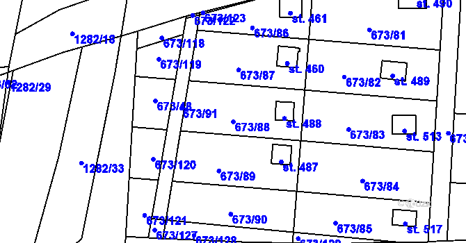 Parcela st. 673/88 v KÚ Koloděje nad Lužnicí, Katastrální mapa