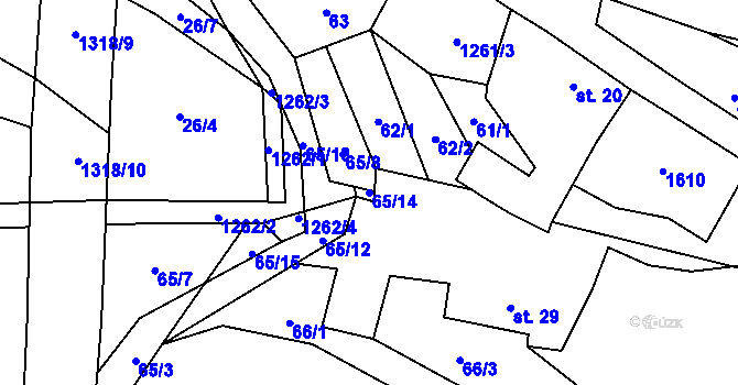 Parcela st. 65/14 v KÚ Koloděje nad Lužnicí, Katastrální mapa