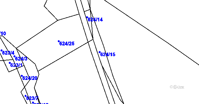 Parcela st. 624/15 v KÚ Koloděje nad Lužnicí, Katastrální mapa