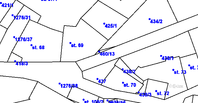 Parcela st. 460/13 v KÚ Koloděje nad Lužnicí, Katastrální mapa