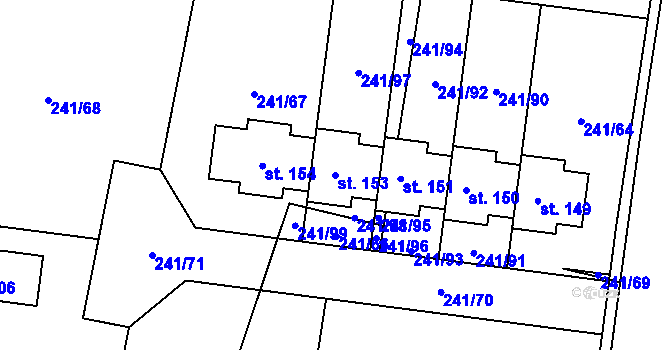 Parcela st. 153 v KÚ Kolomuty, Katastrální mapa