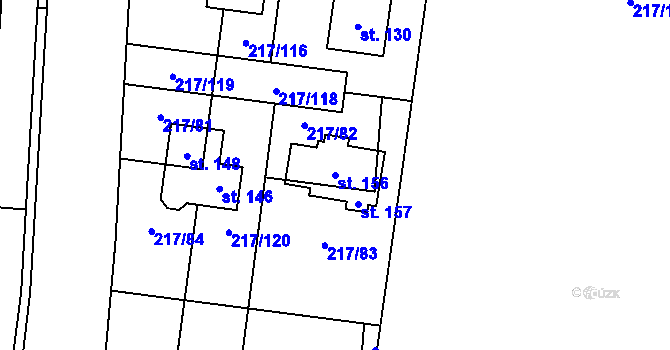 Parcela st. 156 v KÚ Kolomuty, Katastrální mapa