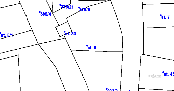 Parcela st. 6 v KÚ Kolomuty, Katastrální mapa