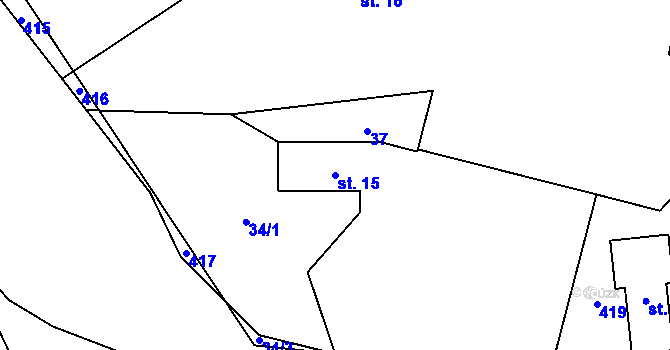 Parcela st. 15 v KÚ Kolomuty, Katastrální mapa