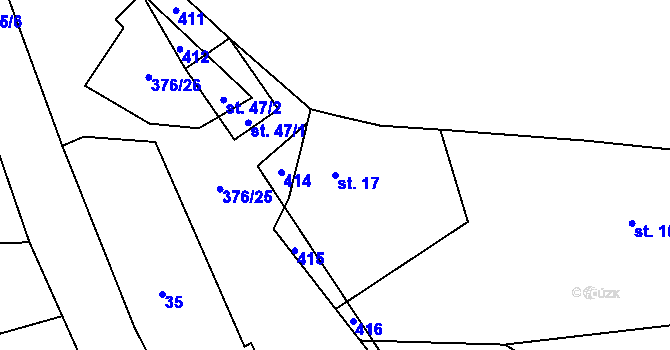 Parcela st. 17 v KÚ Kolomuty, Katastrální mapa