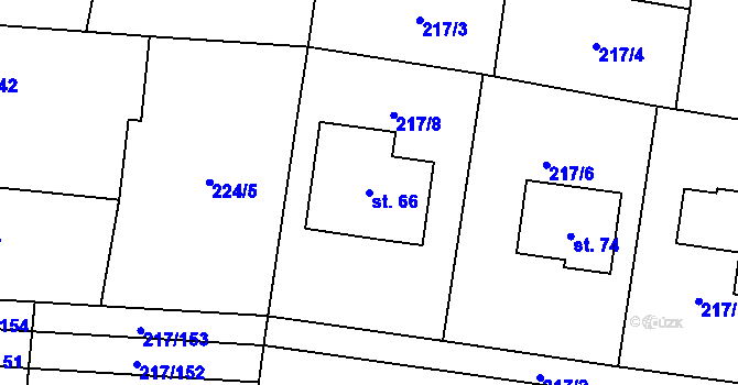Parcela st. 66 v KÚ Kolomuty, Katastrální mapa