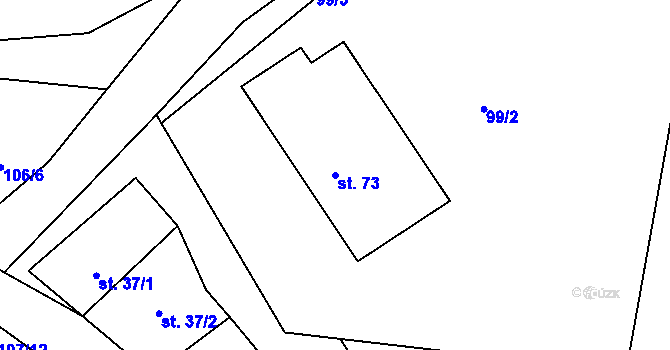 Parcela st. 73 v KÚ Kolomuty, Katastrální mapa