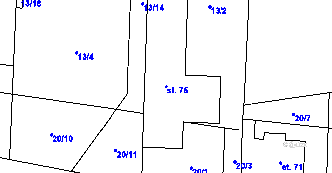 Parcela st. 75 v KÚ Kolomuty, Katastrální mapa