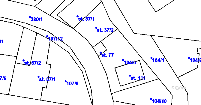 Parcela st. 77 v KÚ Kolomuty, Katastrální mapa