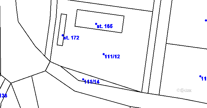 Parcela st. 111/12 v KÚ Kolomuty, Katastrální mapa