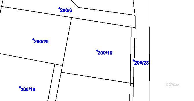 Parcela st. 200/10 v KÚ Kolomuty, Katastrální mapa