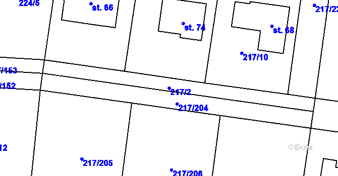 Parcela st. 217/2 v KÚ Kolomuty, Katastrální mapa