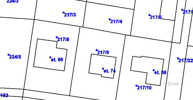 Parcela st. 217/6 v KÚ Kolomuty, Katastrální mapa