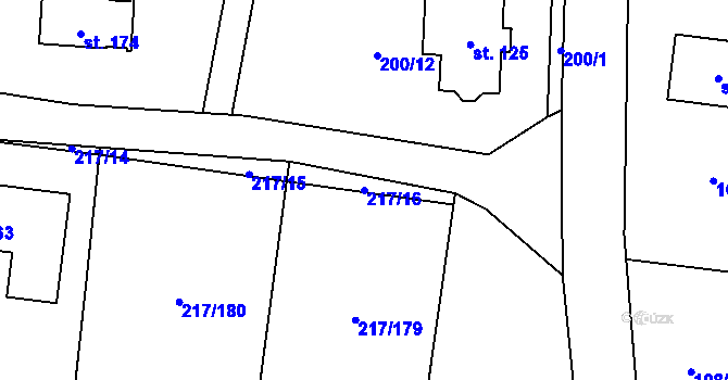 Parcela st. 217/16 v KÚ Kolomuty, Katastrální mapa
