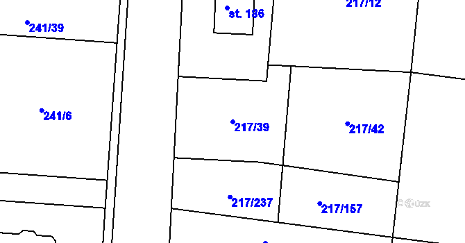 Parcela st. 217/39 v KÚ Kolomuty, Katastrální mapa