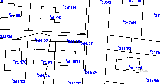 Parcela st. 241/27 v KÚ Kolomuty, Katastrální mapa