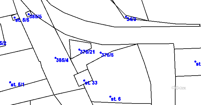 Parcela st. 376/5 v KÚ Kolomuty, Katastrální mapa