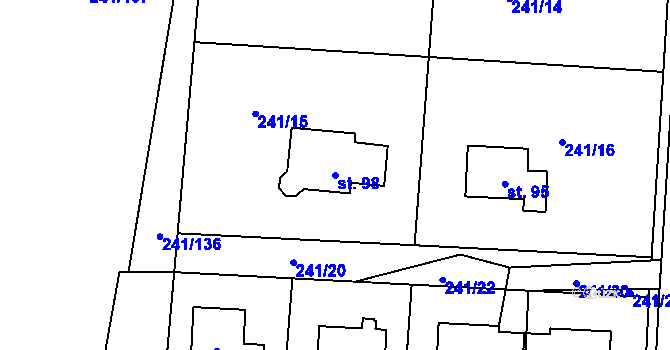 Parcela st. 98 v KÚ Kolomuty, Katastrální mapa
