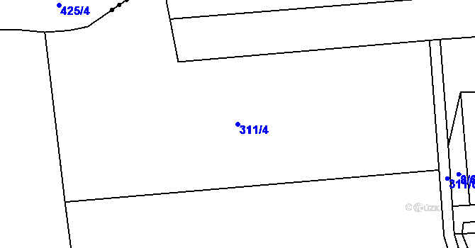 Parcela st. 311/4 v KÚ Kolomuty, Katastrální mapa