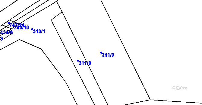 Parcela st. 311/9 v KÚ Kolomuty, Katastrální mapa