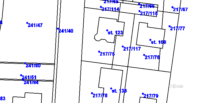 Parcela st. 217/75 v KÚ Kolomuty, Katastrální mapa