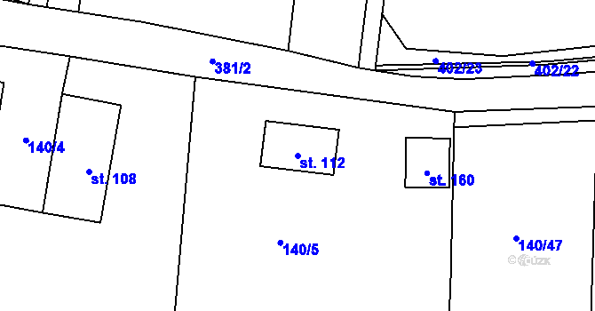Parcela st. 112 v KÚ Kolomuty, Katastrální mapa