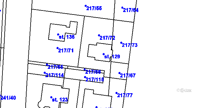Parcela st. 129 v KÚ Kolomuty, Katastrální mapa