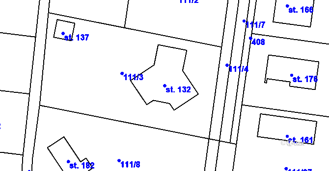 Parcela st. 132 v KÚ Kolomuty, Katastrální mapa