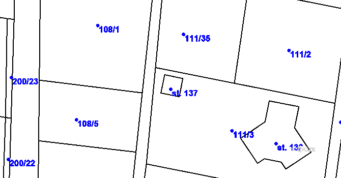 Parcela st. 137 v KÚ Kolomuty, Katastrální mapa