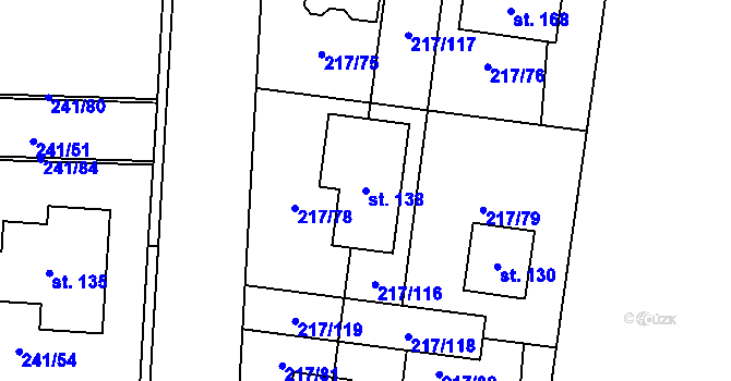 Parcela st. 138 v KÚ Kolomuty, Katastrální mapa
