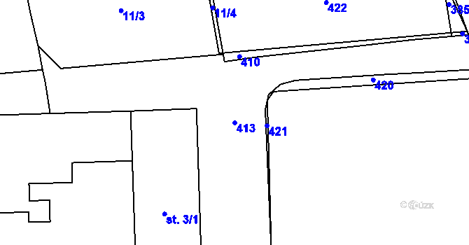 Parcela st. 413 v KÚ Kolomuty, Katastrální mapa