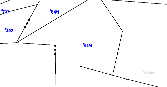 Parcela st. 64/4 v KÚ Kolomuty, Katastrální mapa