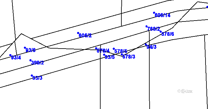Parcela st. 93/5 v KÚ Kolomuty, Katastrální mapa