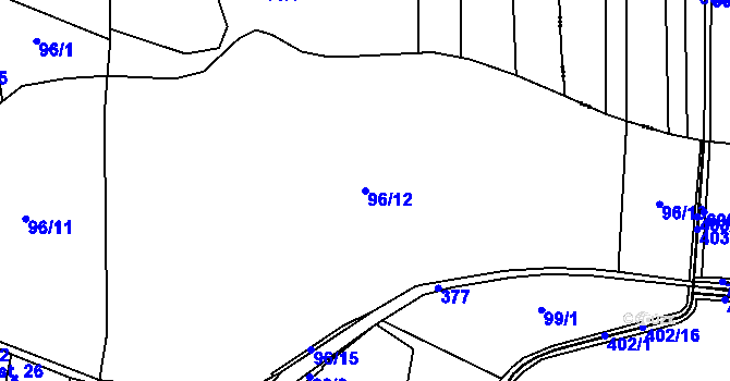 Parcela st. 96/12 v KÚ Kolomuty, Katastrální mapa