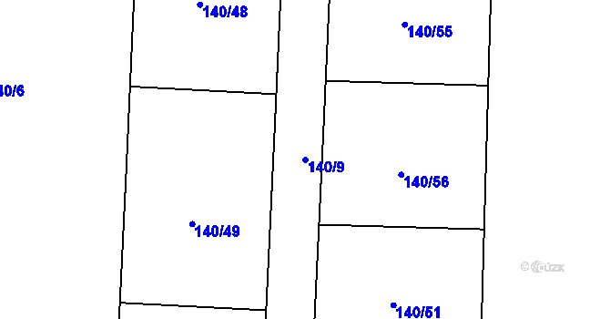 Parcela st. 140/9 v KÚ Kolomuty, Katastrální mapa