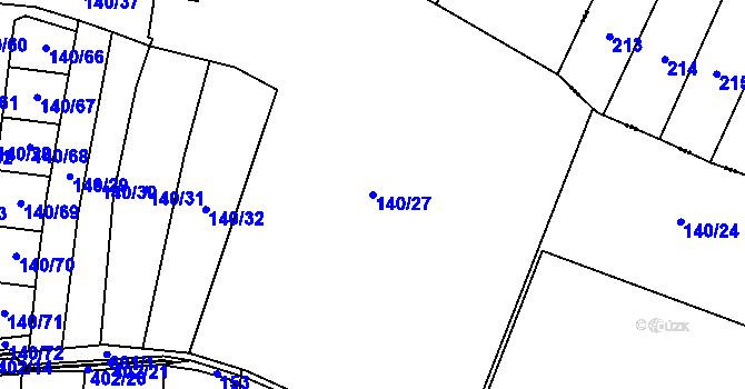 Parcela st. 140/27 v KÚ Kolomuty, Katastrální mapa