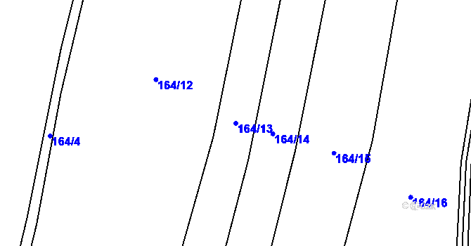 Parcela st. 164/13 v KÚ Kolomuty, Katastrální mapa