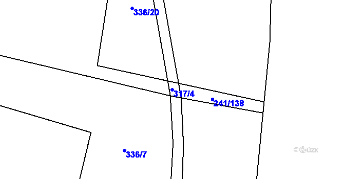 Parcela st. 317/4 v KÚ Kolomuty, Katastrální mapa