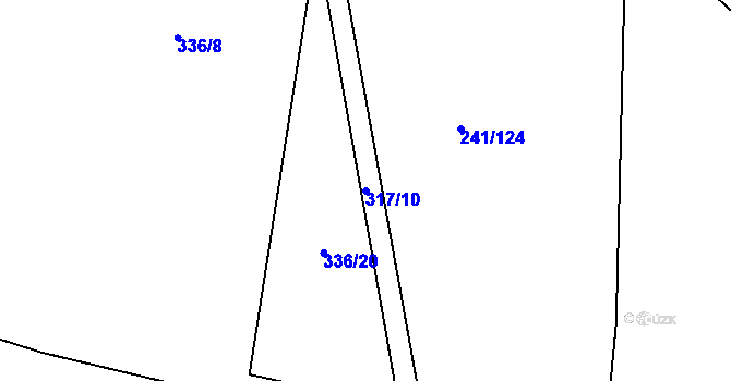 Parcela st. 317/10 v KÚ Kolomuty, Katastrální mapa