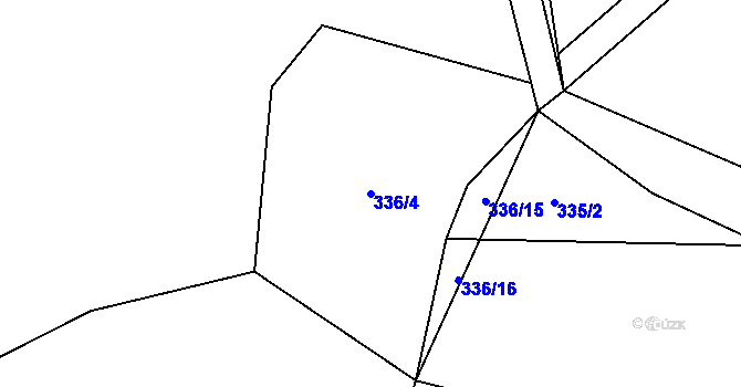 Parcela st. 336/4 v KÚ Kolomuty, Katastrální mapa