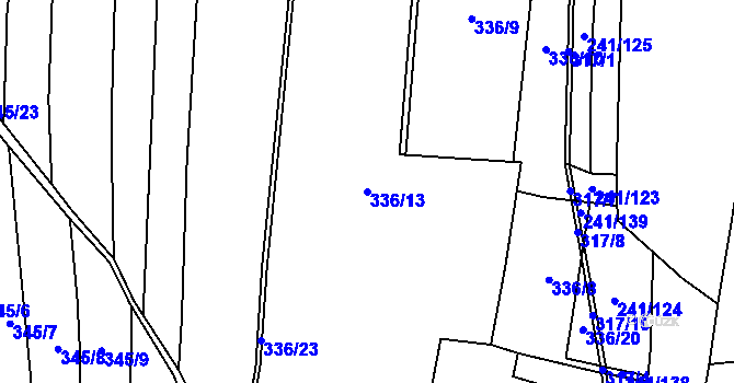 Parcela st. 336/13 v KÚ Kolomuty, Katastrální mapa