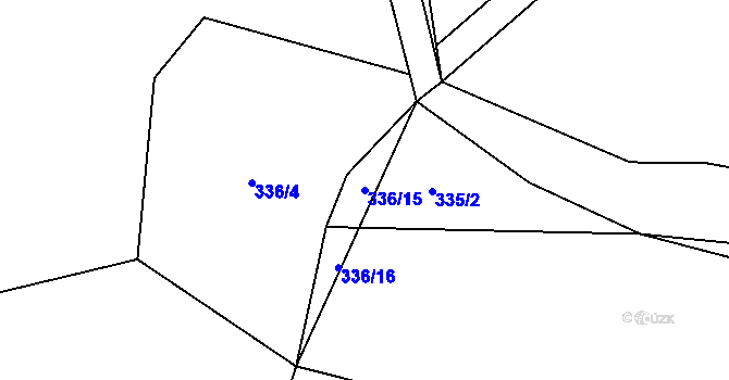 Parcela st. 336/15 v KÚ Kolomuty, Katastrální mapa