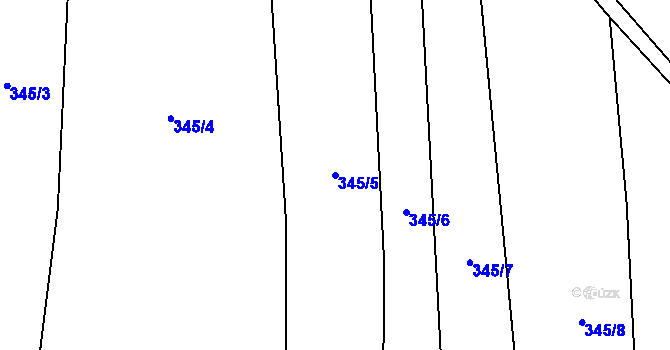 Parcela st. 345/5 v KÚ Kolomuty, Katastrální mapa