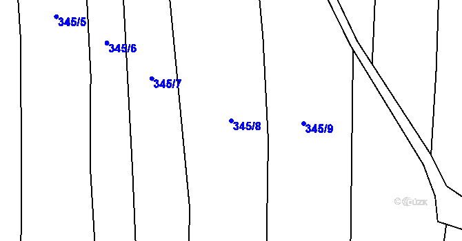 Parcela st. 345/8 v KÚ Kolomuty, Katastrální mapa